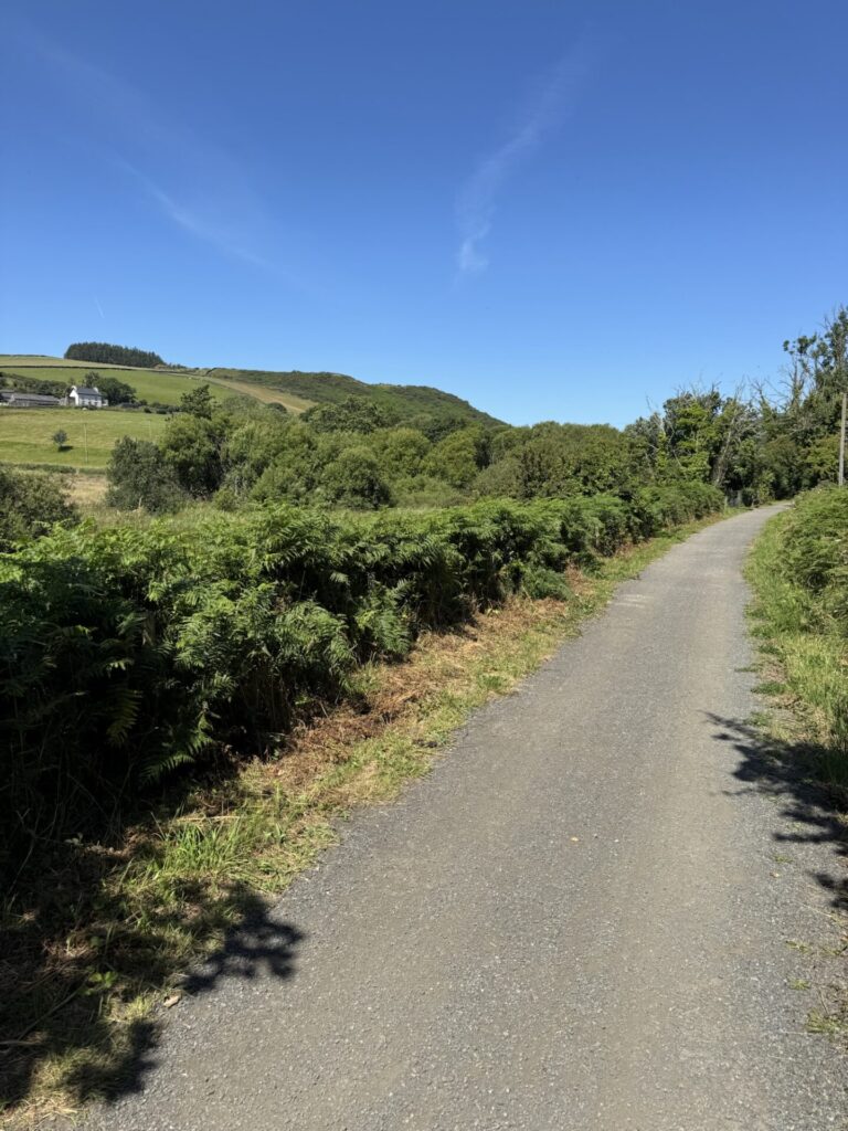 Een stille fietsweg door het groene landschap van Isle of Man